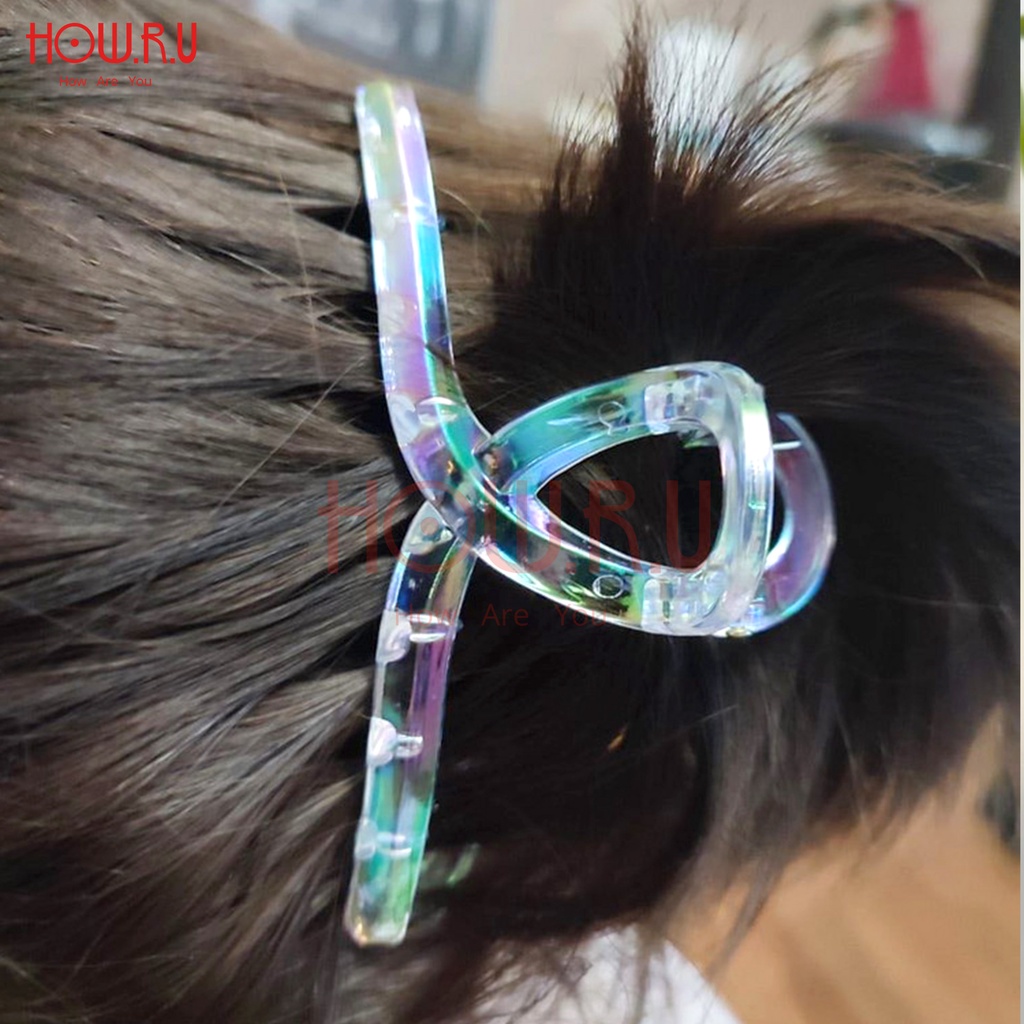 HOW.R.U | 4-8 cm - Jepit rambut Transparan Hologram Iridescent