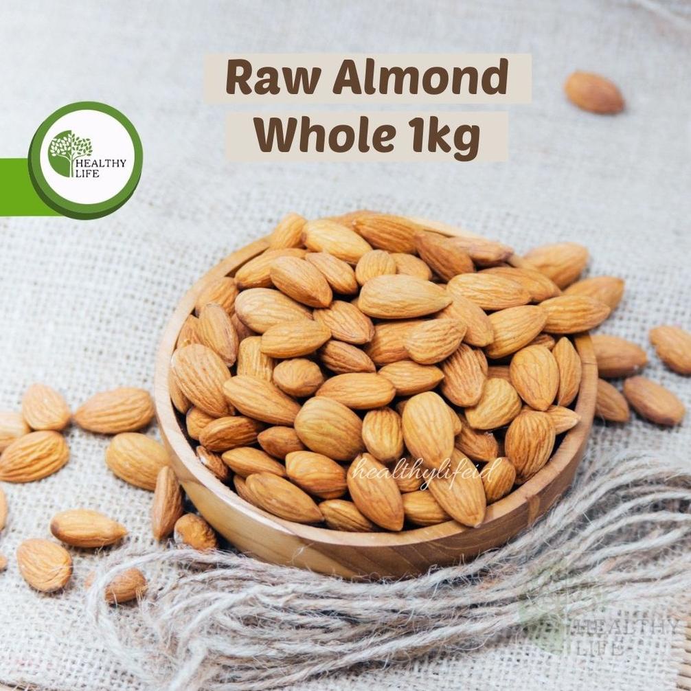 

[BAYAR DITEMPAT] Raw Almond Whole 1kg (Almond Mentah) Ukuran Besar 27-30 Tanpa Cangkang