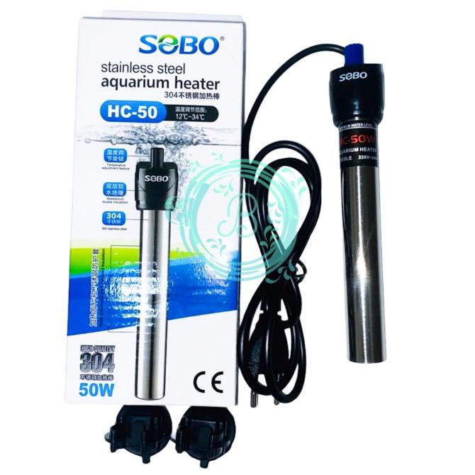 Sobo 50 Watt Pemanas Penghangat Aquarium Heater Stainless Steel