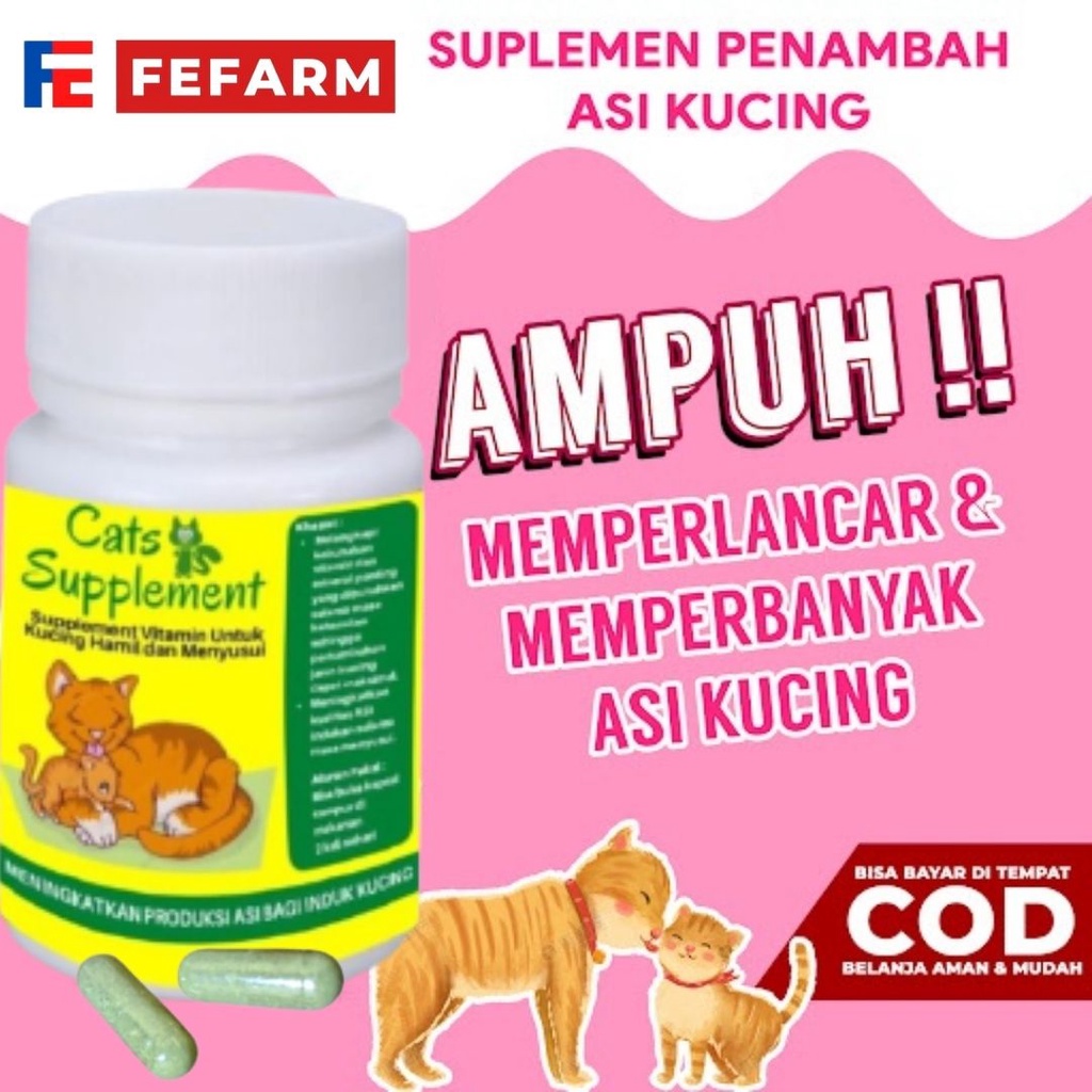 Suplemen Vitamin Kucing Menyusui Hamil Melancarkan Asi Indukan Kucing FEFARM