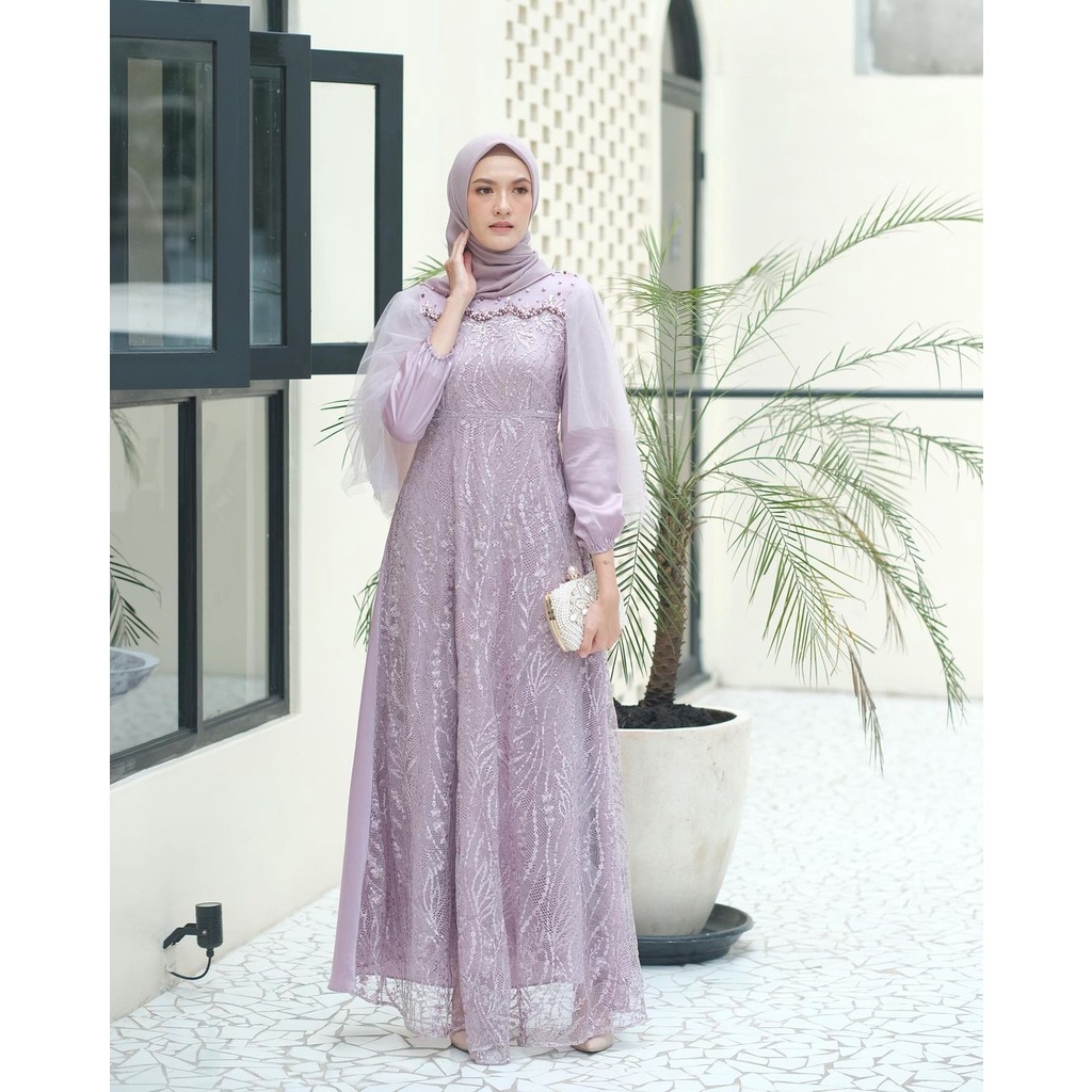 Gamis Brukat Modern Terbaru, Gamis Remaja Dress Wanita Dress Kondangan Lamaran Wisuda Lebaran 2022