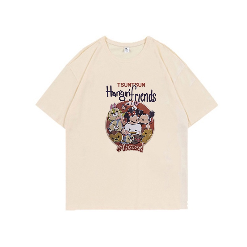 [chaoo.id]Kaos Atasan Wanita Lengan Pendek Oversize Cartoon Pictures Printed T-shirt Baju Wanita Kekinian Korean Style