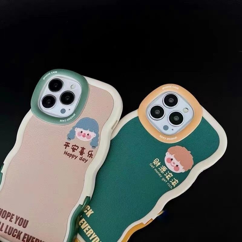 IPHONE Casing Ponsel Desain Bentuk Gelombang Pasangan Anak Laki-Laki Dan Perempuan Tahun Baru Kompatibel Dengan Iphone12 13 14 11 Pro Max X Xs Max Xr Rrdfg