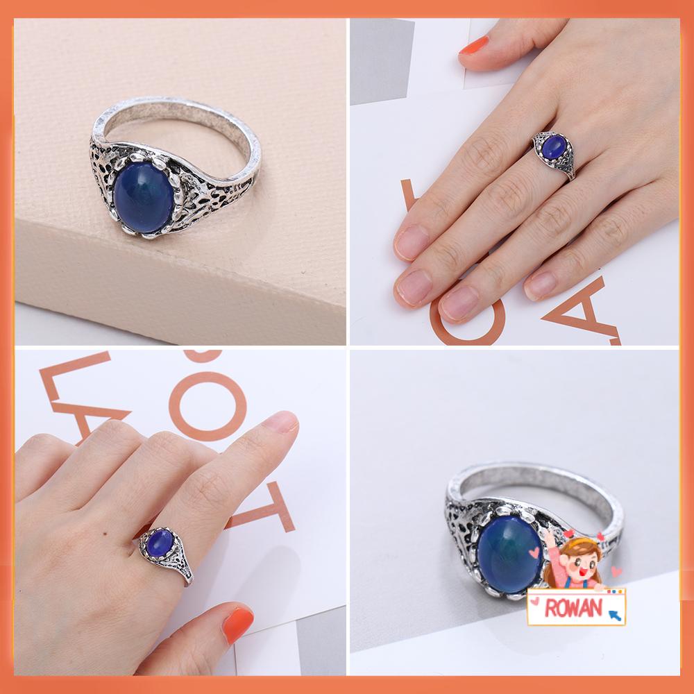 R-flower Mood Ring Hadiah Kreatif Perhiasan Fashion Baru Kontrol Suhu