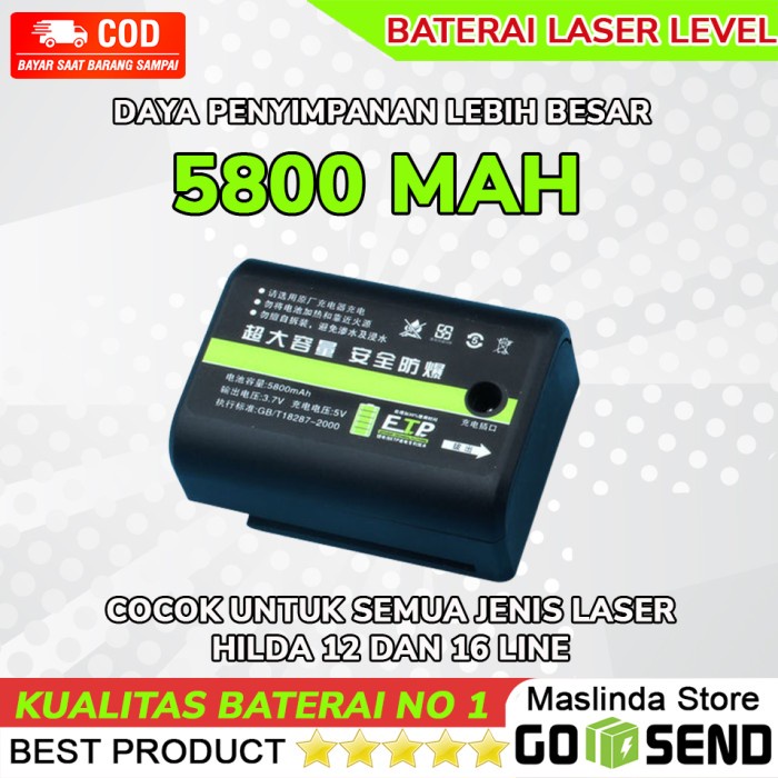BATERAI LASER LEVEL HILDA 12 LINE 16 LINE KAPASITAS BESAR 5800 MAH