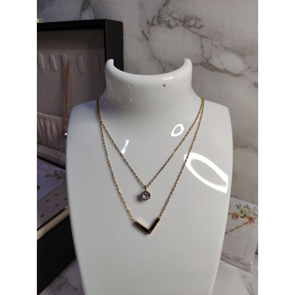 Kalung wanita 2layers titanium anti karat#