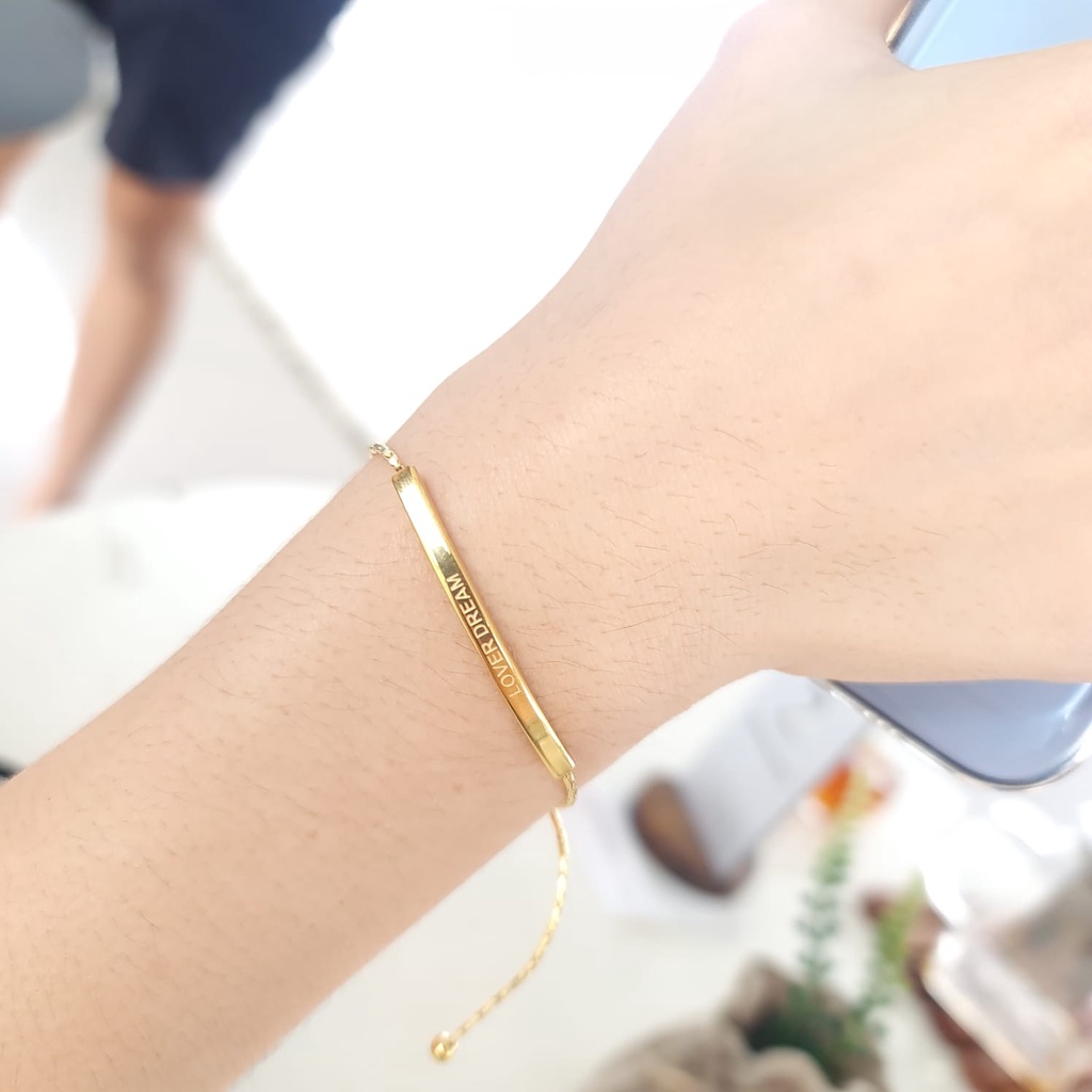 gelang tangan wanita titanium model serut lover dream gold