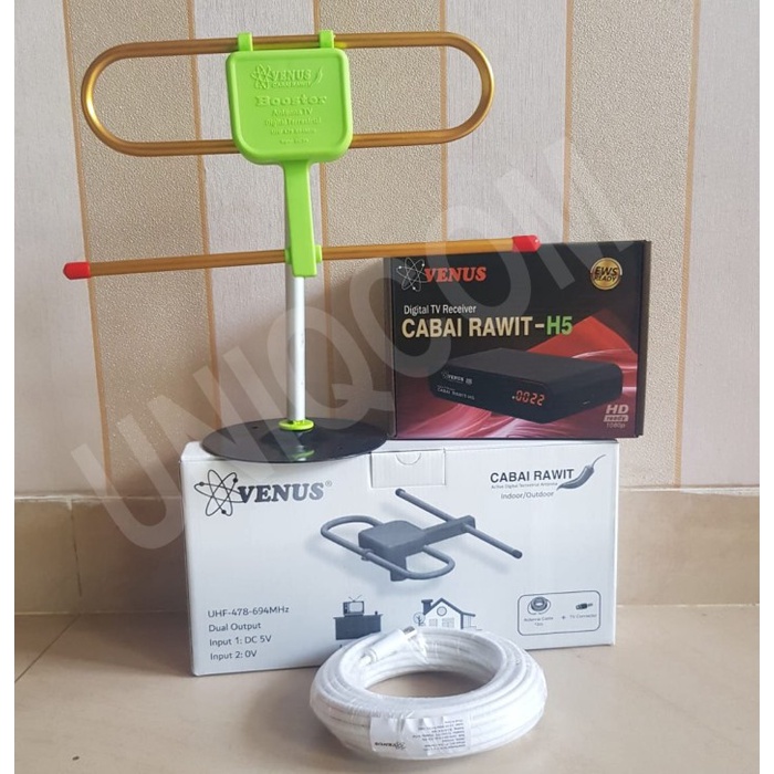 Paket Antena Venus Cabai Rawit + STB DVBT2 Venus Cabe Rawit MURAH