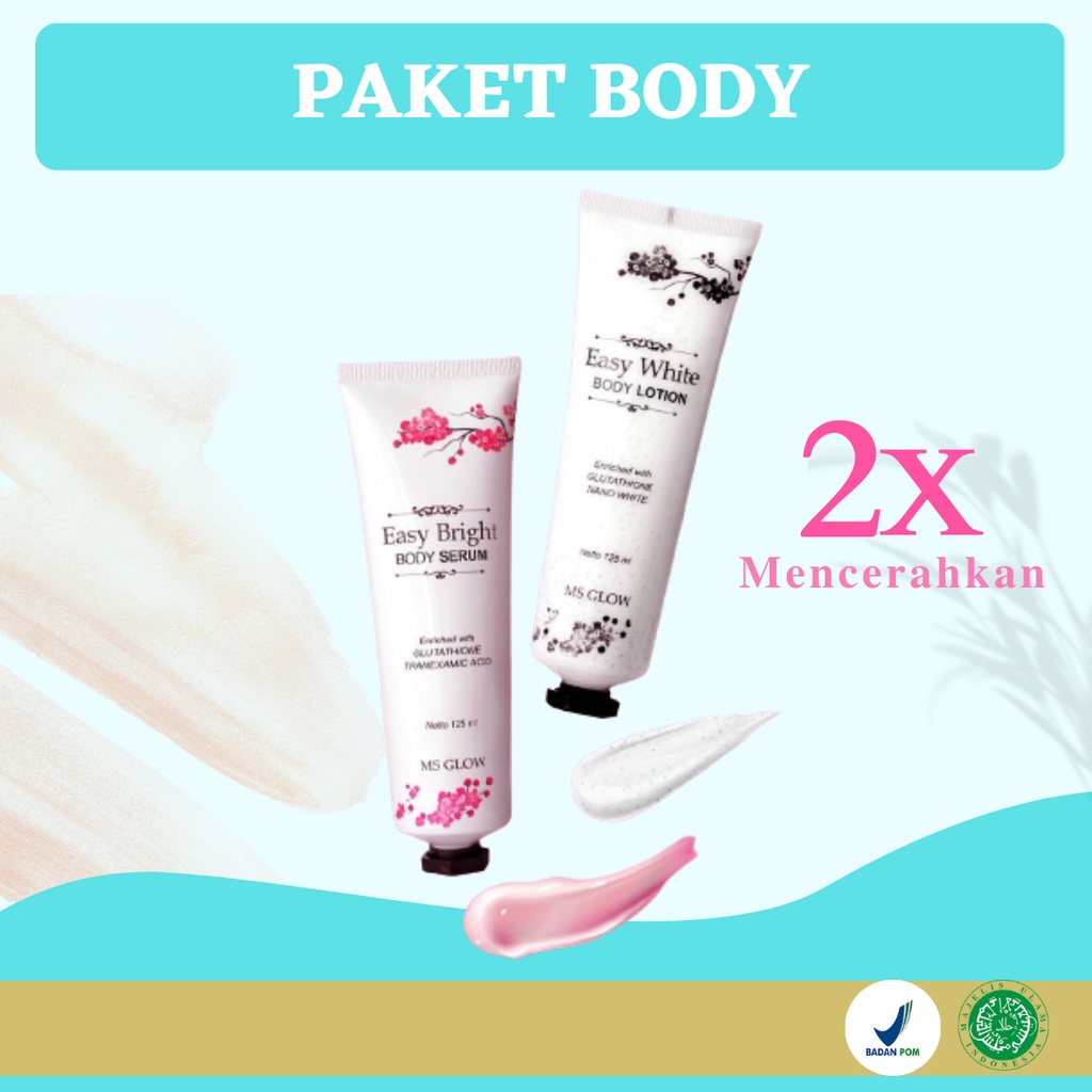MS GLOW PAKET BODY ORI 100% / EASY WHITE  BODY SERIES / BODY LOTION / BODY SERUM