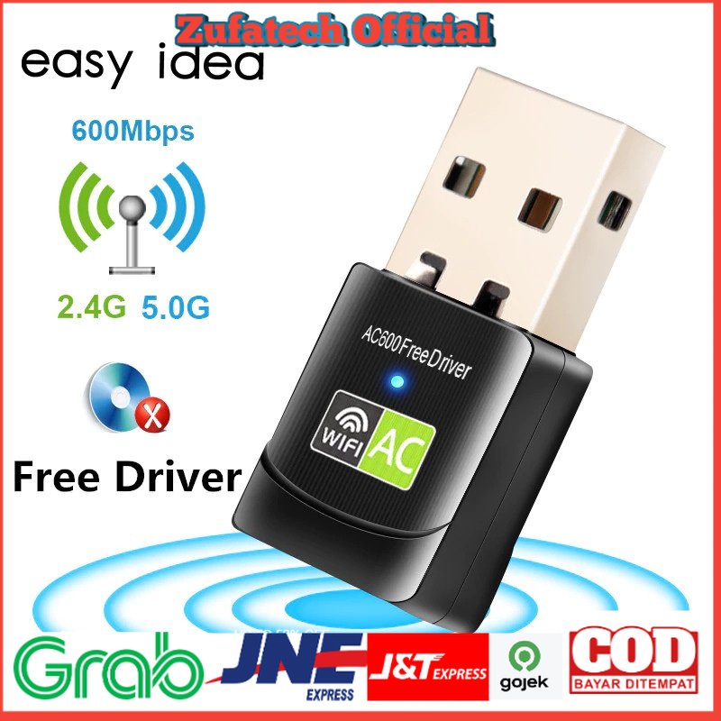 EASYIDEA Mini USB WiFi Transmitter Receiver Dongle Adapter 802.11ac 600Mbps - WL4 - Black