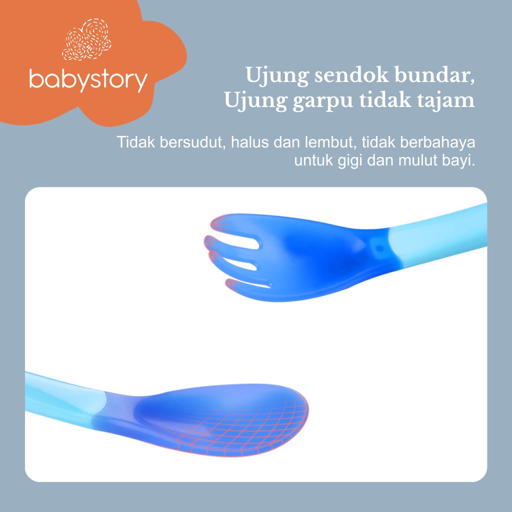 sendok garpu makan bayi silikon sensor suhu panas sendok garpu silicon makan bayi