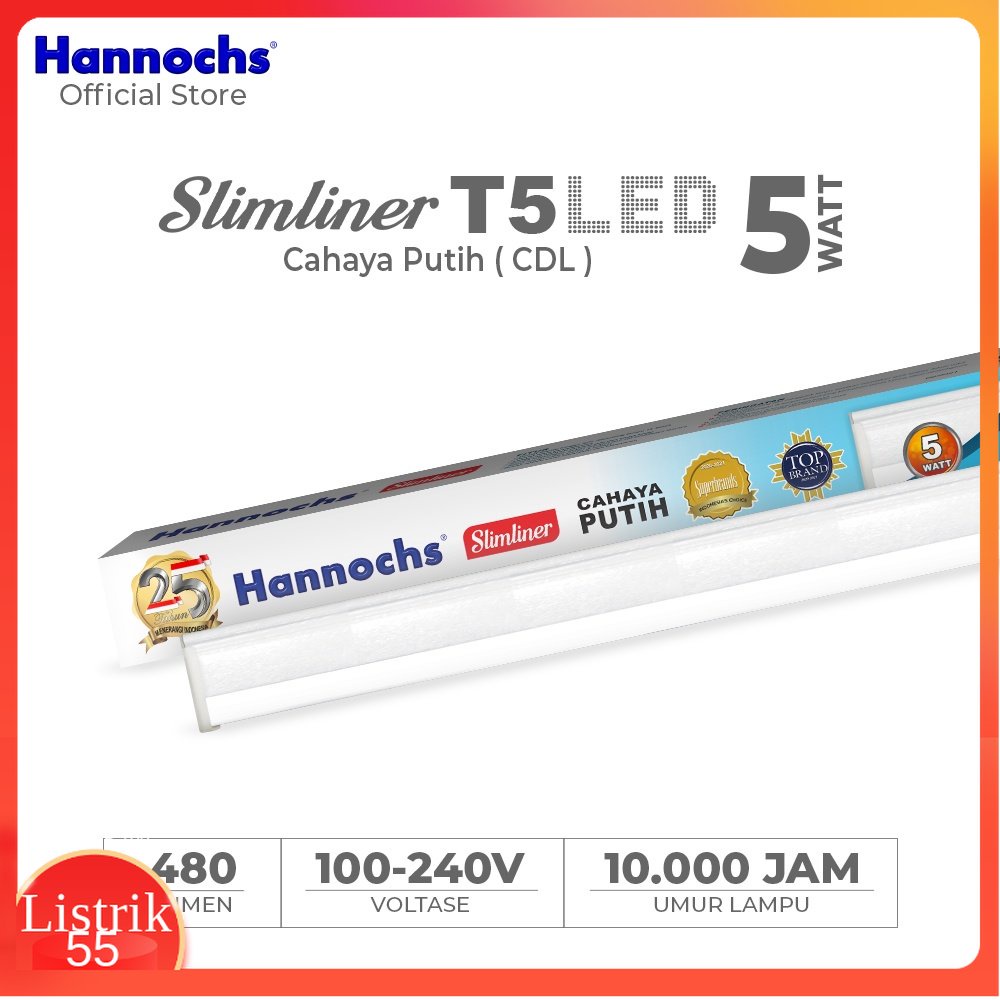 Hannochs Slimliner T5 LED 5 Watt Cahaya Putih - Lampu Neon