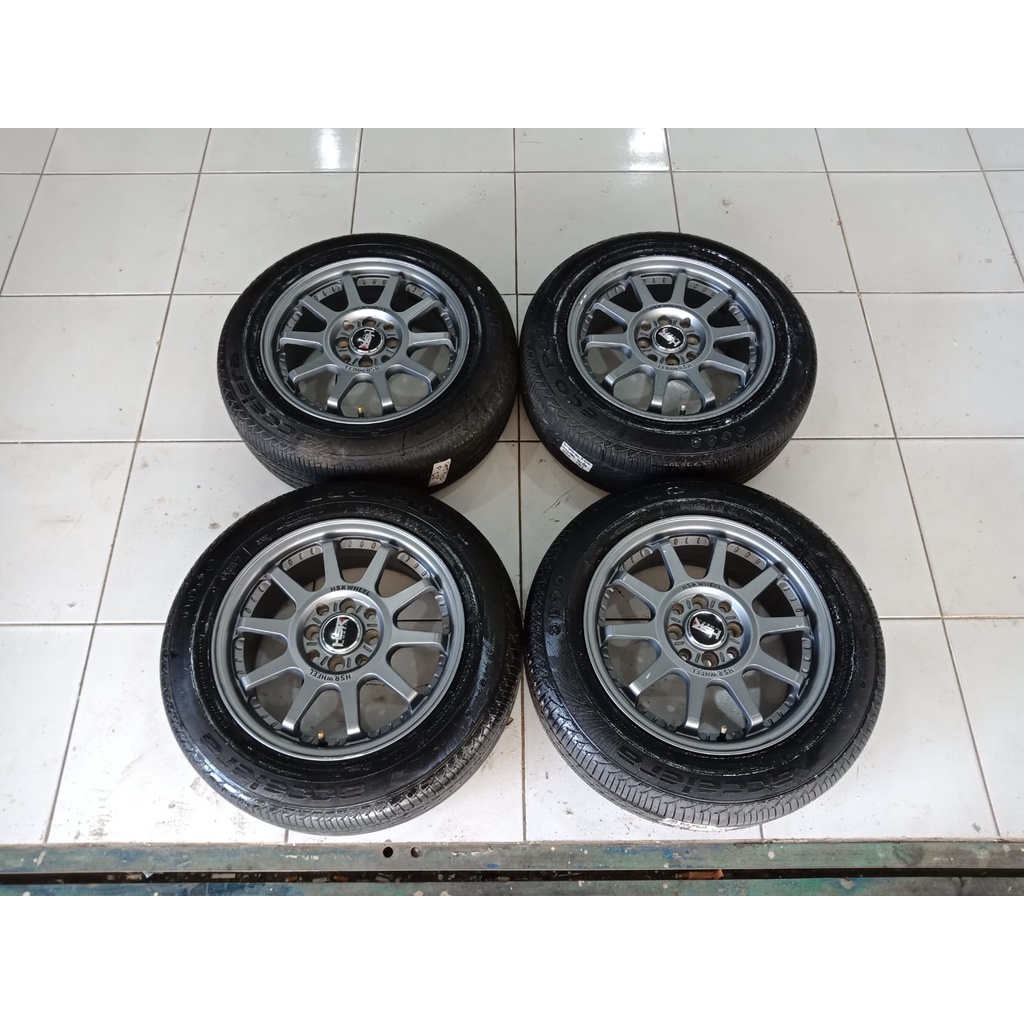 Pelek mobil second racing hsr gymkana ring 15 lubang baut 4 100/114,3 ban 185 65 r15