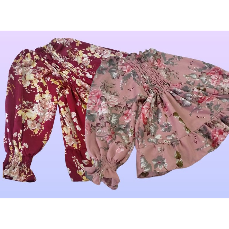 atasan anak bunga kerut lengan lalay