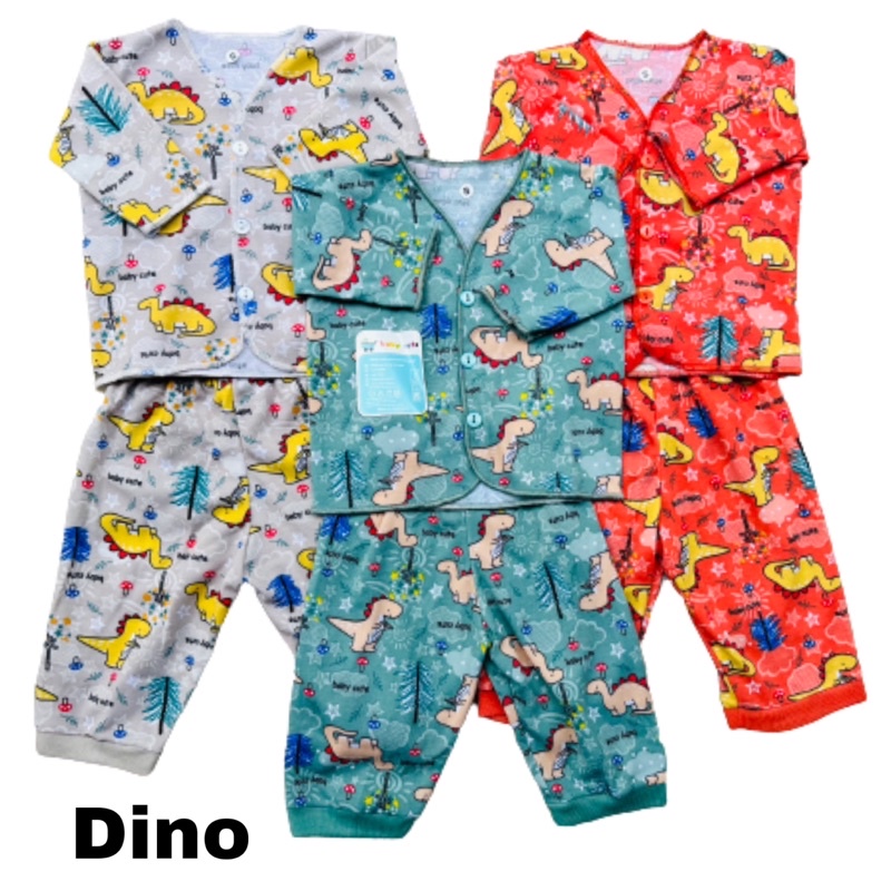 Stelan baju dan celana bayi Motif Dino Babycute baru lahir Grosir 3 stel SNI Sale 7.7