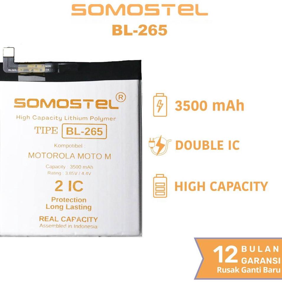 【MEGA SALE】 Somostel - BL265 Motorola Moto M Batre Batrai Baterai