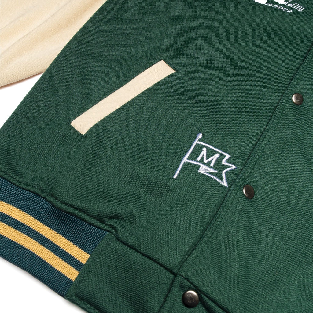(BORDIR) VARSITY HIJAU UNISEX LOCAL M-XXL BAHAN FLEECE TEBAL 280
