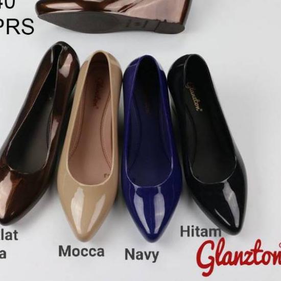 ☌➜✥ 12.12 Birthday Sale L536 Sepatu Jelly Wedges Glanzton Import (Glossy) Terkini