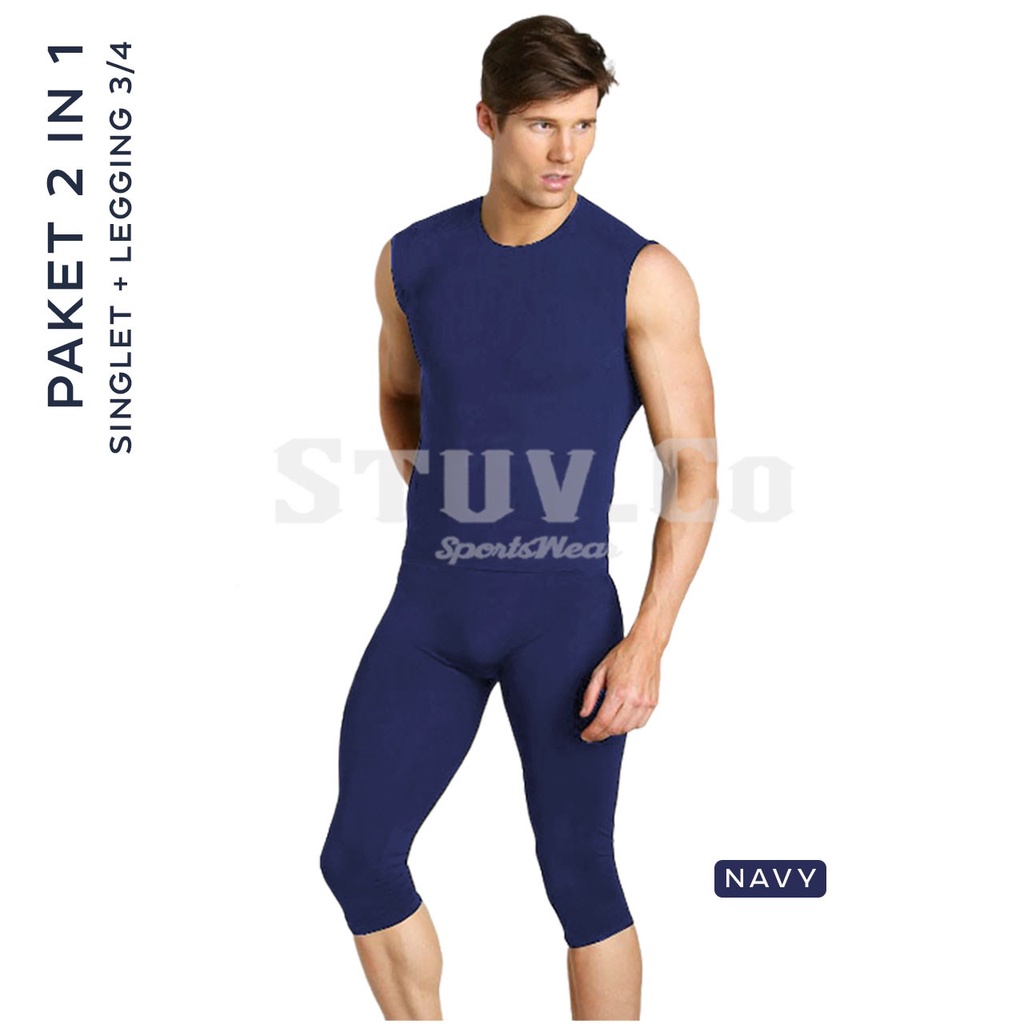 PAKET STELAN BASELAYER SLEEVELESS TANPA LENGAN DAN CELANA PENDEK LEGGING BASELAYER DALEMAN