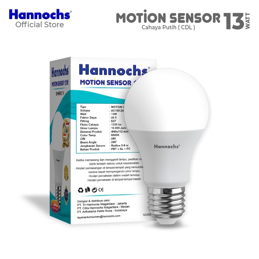 HANNOCHS Lampu LED Motion Gerak / Sensor Gerak - 13 Watt