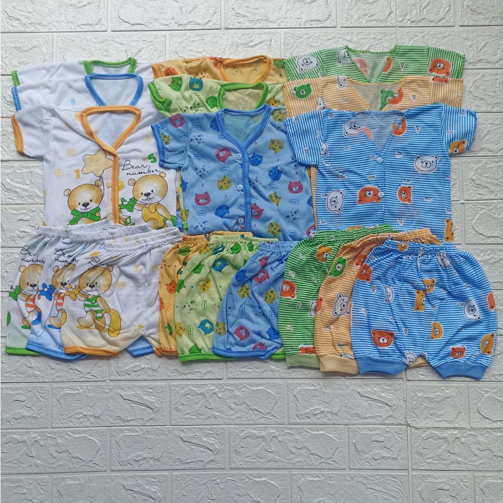 18 Pcs Paket baju bayi newborn lengan pendek celana pendek setelan baju bayi murah paket lahiran