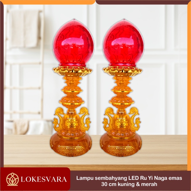 Lampu Sembahyang Altar Dekorasi LED Ru Yi Naga Emas 30cm