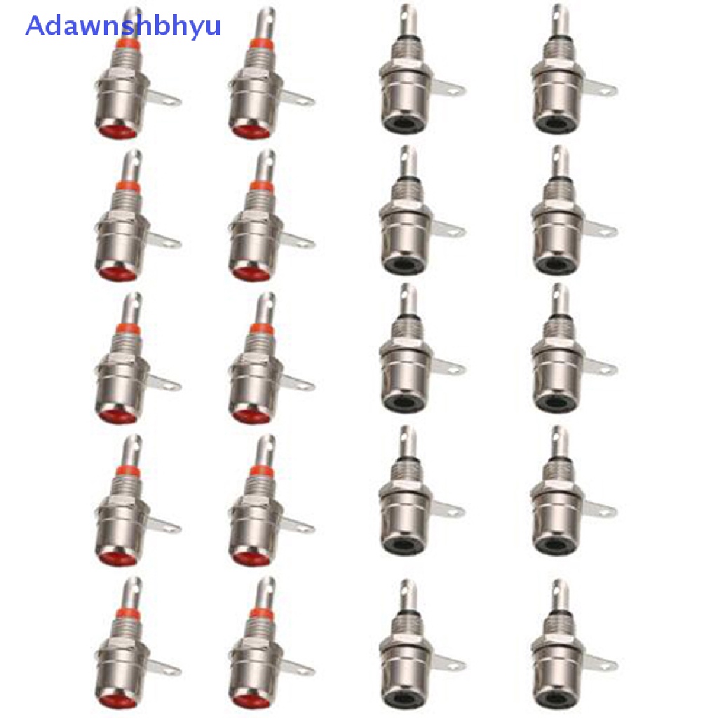 Adhyu 10pcs Merah+10pcs Hitam Konektor Dudukan Panel RCA Female Socket Audio Socket Plug ID