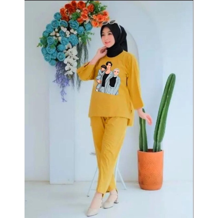 ONESET WANITA TRENDY 01 XL XXL STELAN TUNIK OVERSIZE