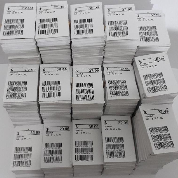 

➞ Hang tag (320 pcs). bonus tali gantungan ,Hangtag barcode harga price tag label harga tag dolar dollar import り