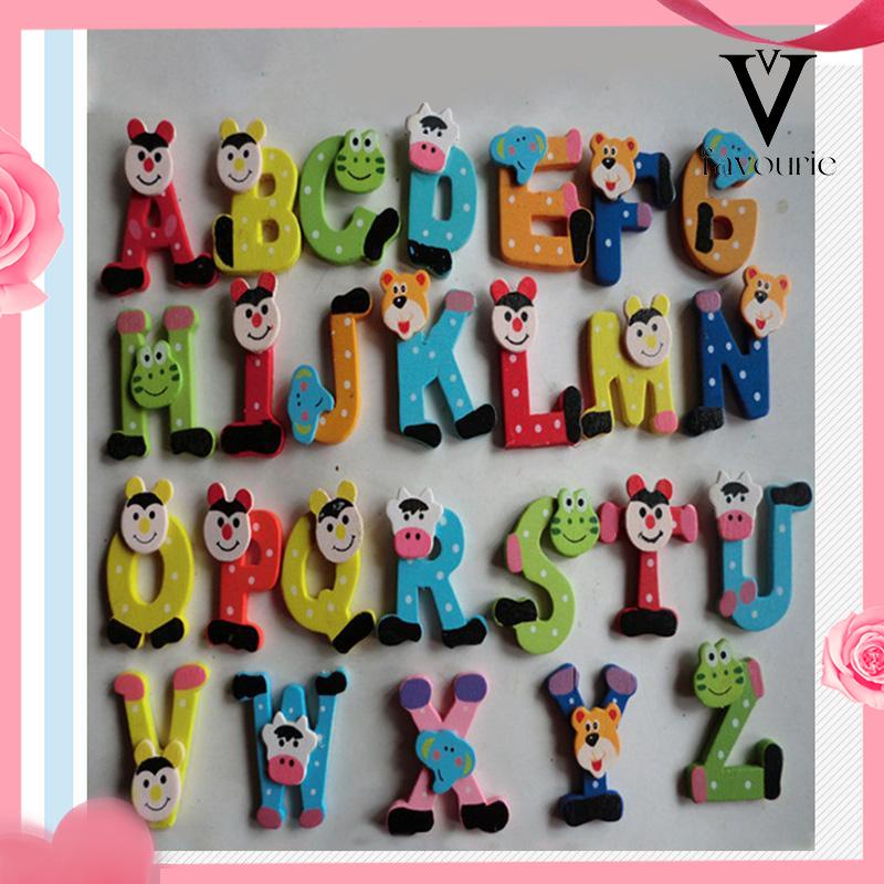 CODStiker Kulkas Magnet Lucu Kartun Alphabet Tempelan Kayu Bahan Untuk Dekorasi Kulkas-FA