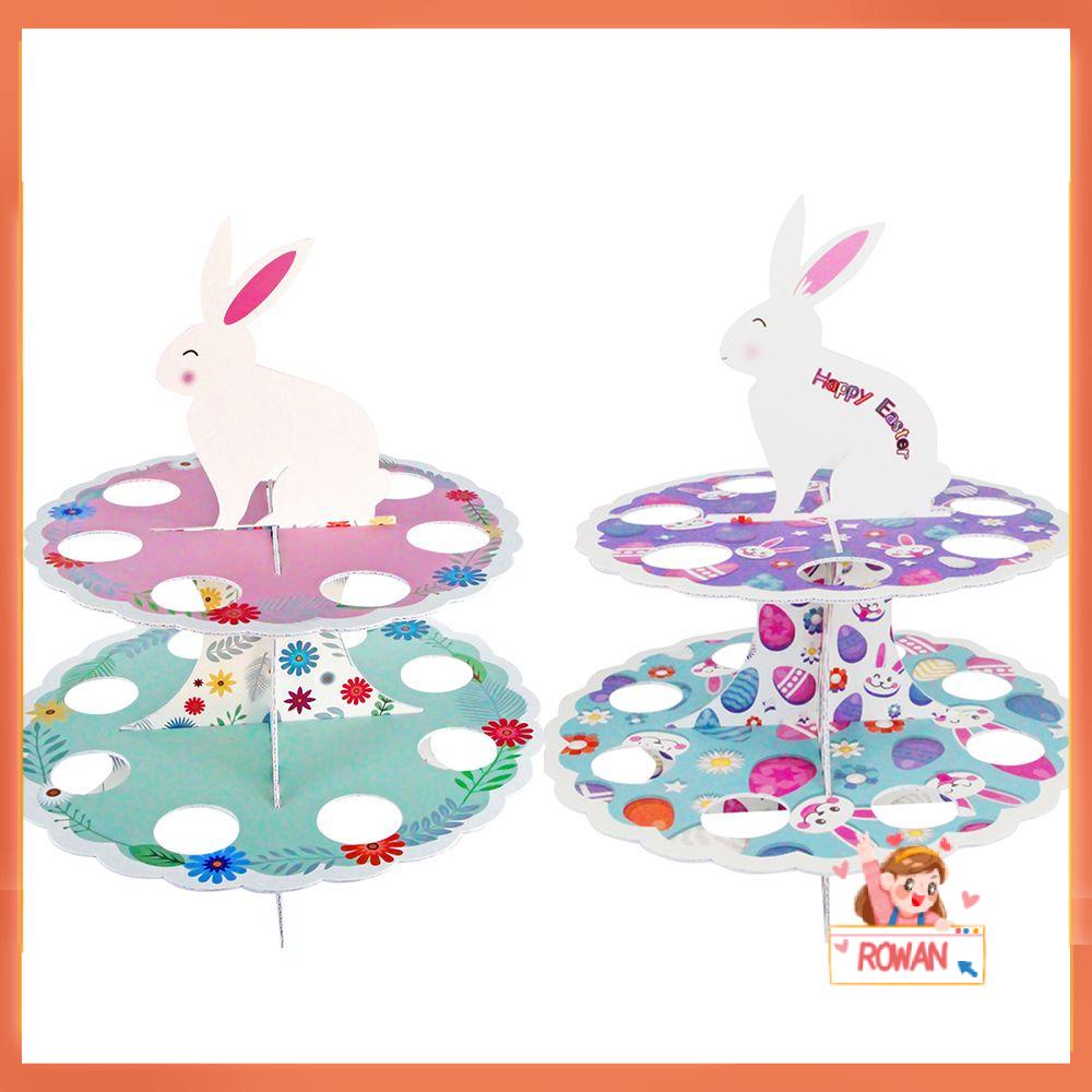 R-flower EASTER Egg Rack Home HAPPY EASTER 2-Layers Cupcake Pajangan