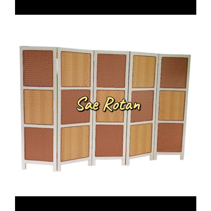 sketsel rotan sintetis / partisi / sekat ruangan / pembatas ruangan 5 pintu