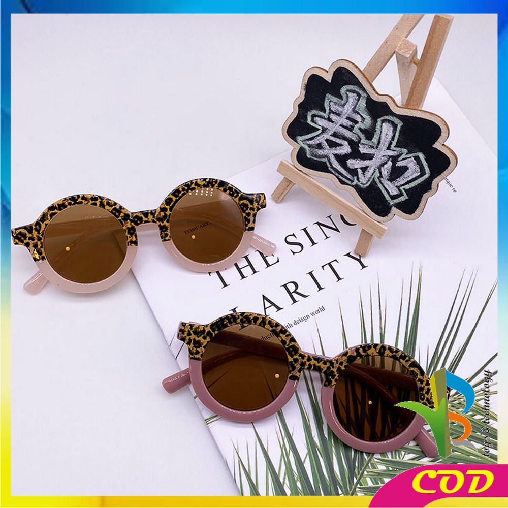 RB-C669 Kacamata Anak Perempuan Bulat Leopard UV400 Anti Ultraviolet Bayi Berjemur / Kaca Mata Laki Laki Hitam Gradasi Korea Fashion