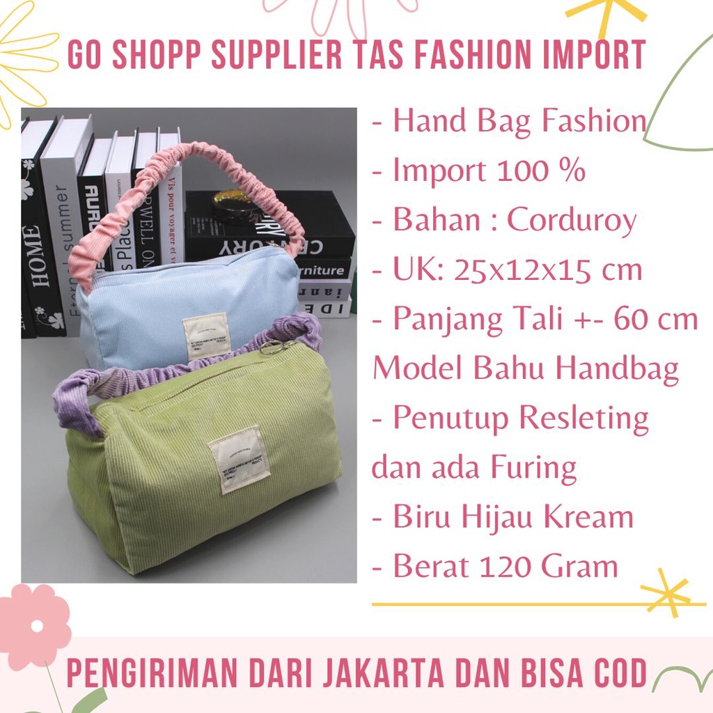 Tas Selempang Bahu Hand Bag Bahan Corduroy Wanita Import Fashion Korea Terbaru - Shouder Bag Wanita Kekinian TG12