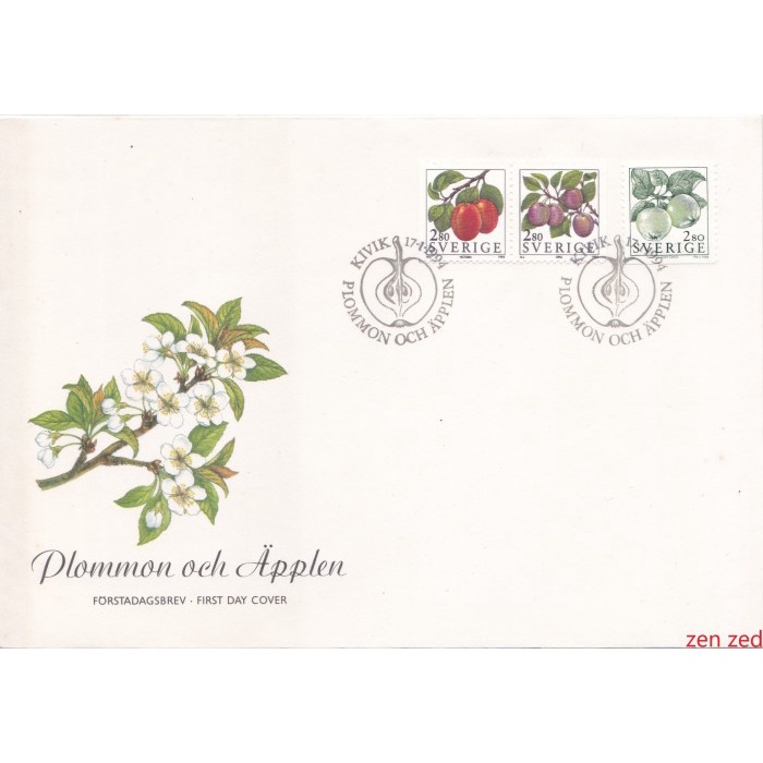 

A465 Prangko Swedia FDC 1994 Fruits - Apples and Plums 1 Pcs