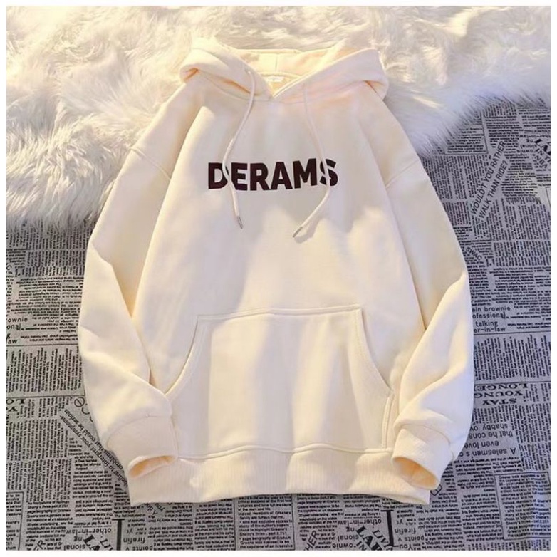 Hoodie BIG SIZE Korean Harajuku Style (S - 6XL) Jacket Oversize Boy Girl DERAMS DREAMS Unisex Jumbo Jaket Brown Coklat Tua Dusty Pink Cream Krem Grey Black  M L XXL 2L 3L XXXXL 5XL Cream Jaketin aja