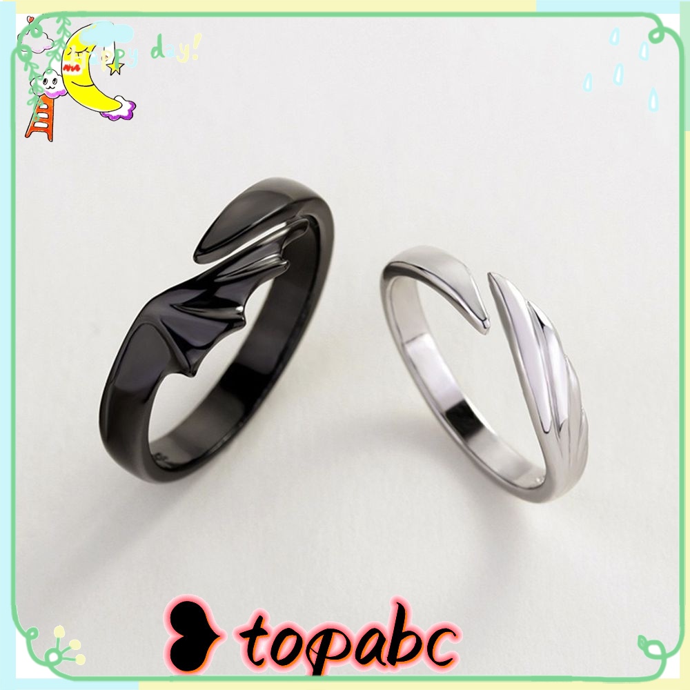 Top Angel And Devil Wing Feather Hip Hop Rings Untuk Wanita Fashion Perhiasan Pecinta Hadiah Pembukaan Cincin