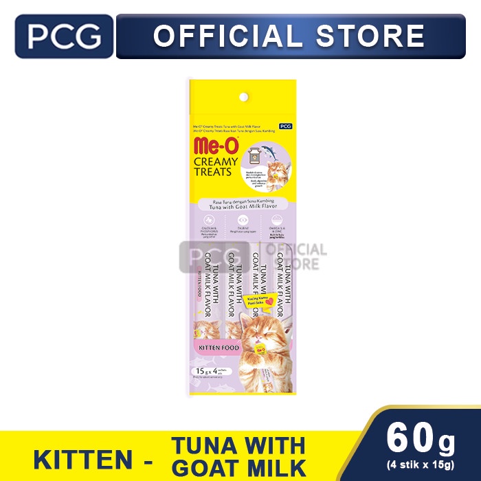 ( 6 x ) Meo Creamy Treats Kitten Tuna Goat Milk Snack Kucing 4x15gr