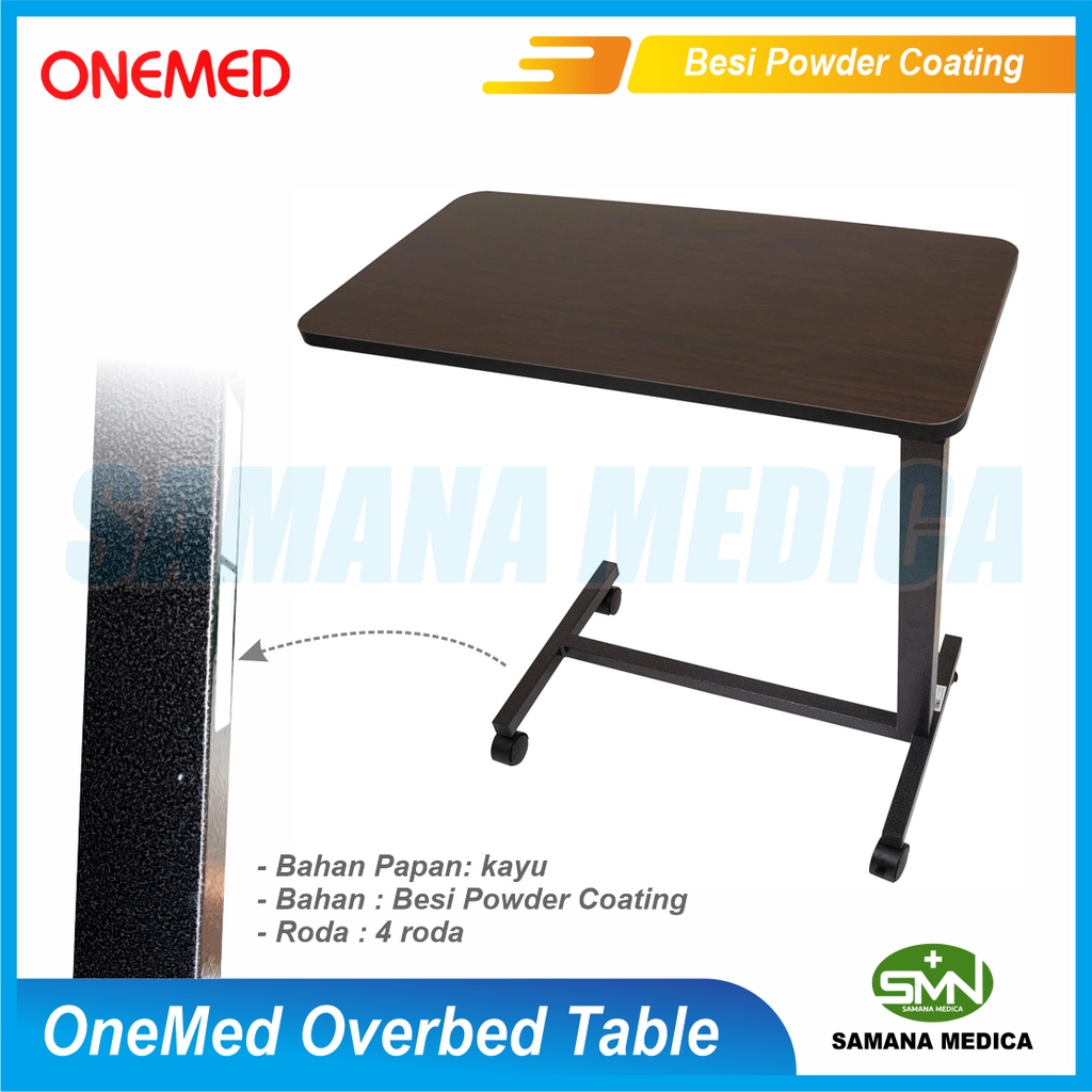 Overbed Table Rumah Sakit Indomed Merk ONEMED Bahan Rangka Besi