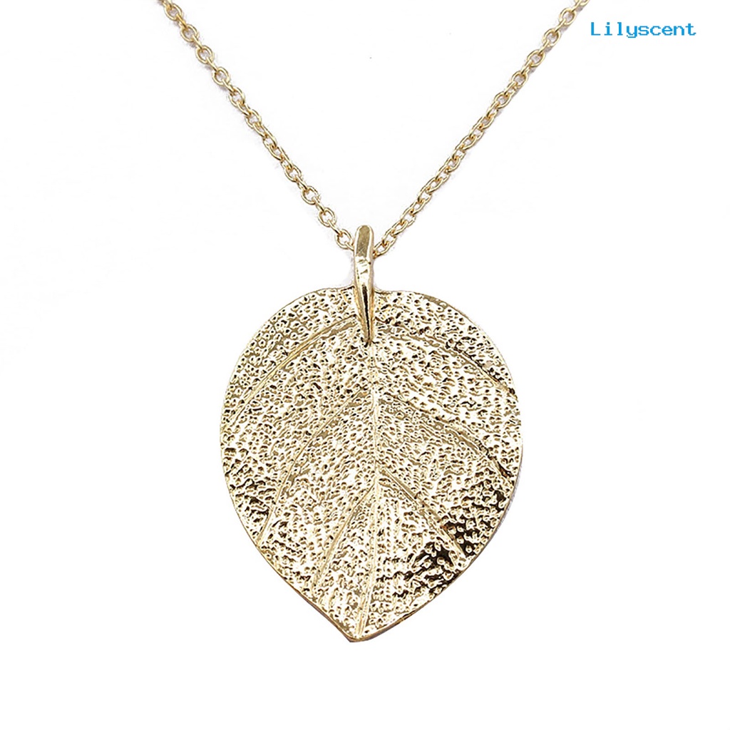 [LS]Chain Elegant Leaf Charm Anggun Tekstur Bening Hias Colorfast Kalung Tanaman Hidup Kekinian