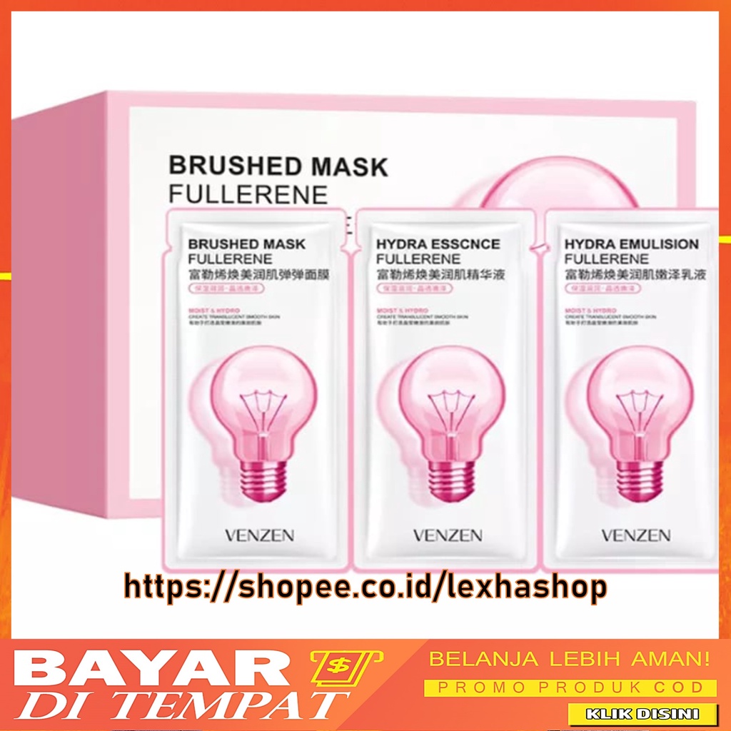 Veze Fullerene Masker Esensi Pelembab Set Isi 3Pcs