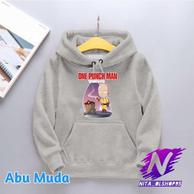 jaket hoodie anak anime one punch man saitama