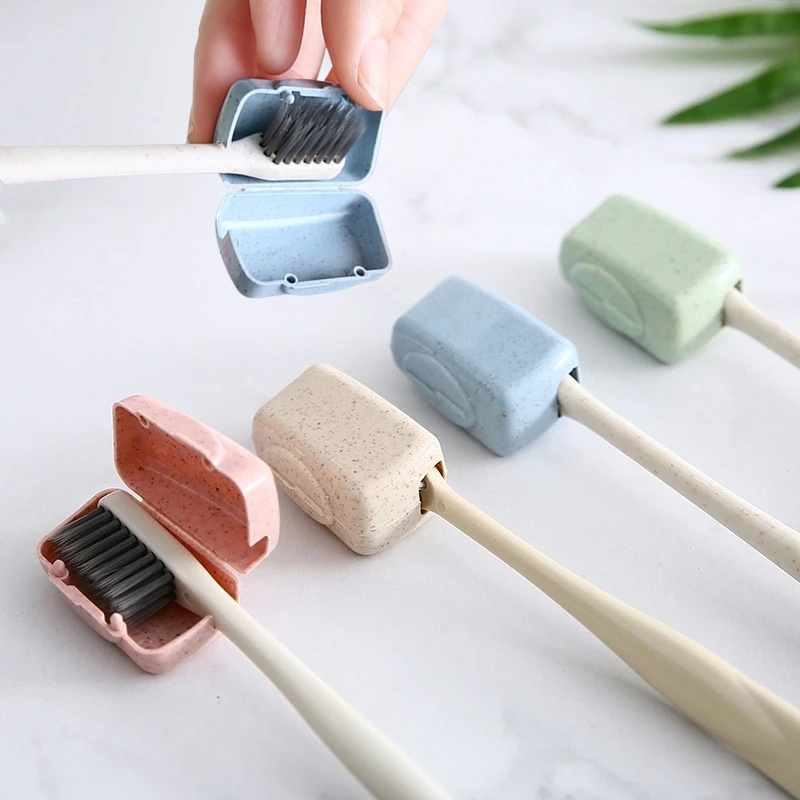 4pcs Penutup Kepala Sikat Gigi Anti Debu Wheat Straw Toothbrush Cap Toothbrush Head Protect Case Portable Toothbrush Tutup Kepala Untuk Perjalanan Keluarga Berkemah