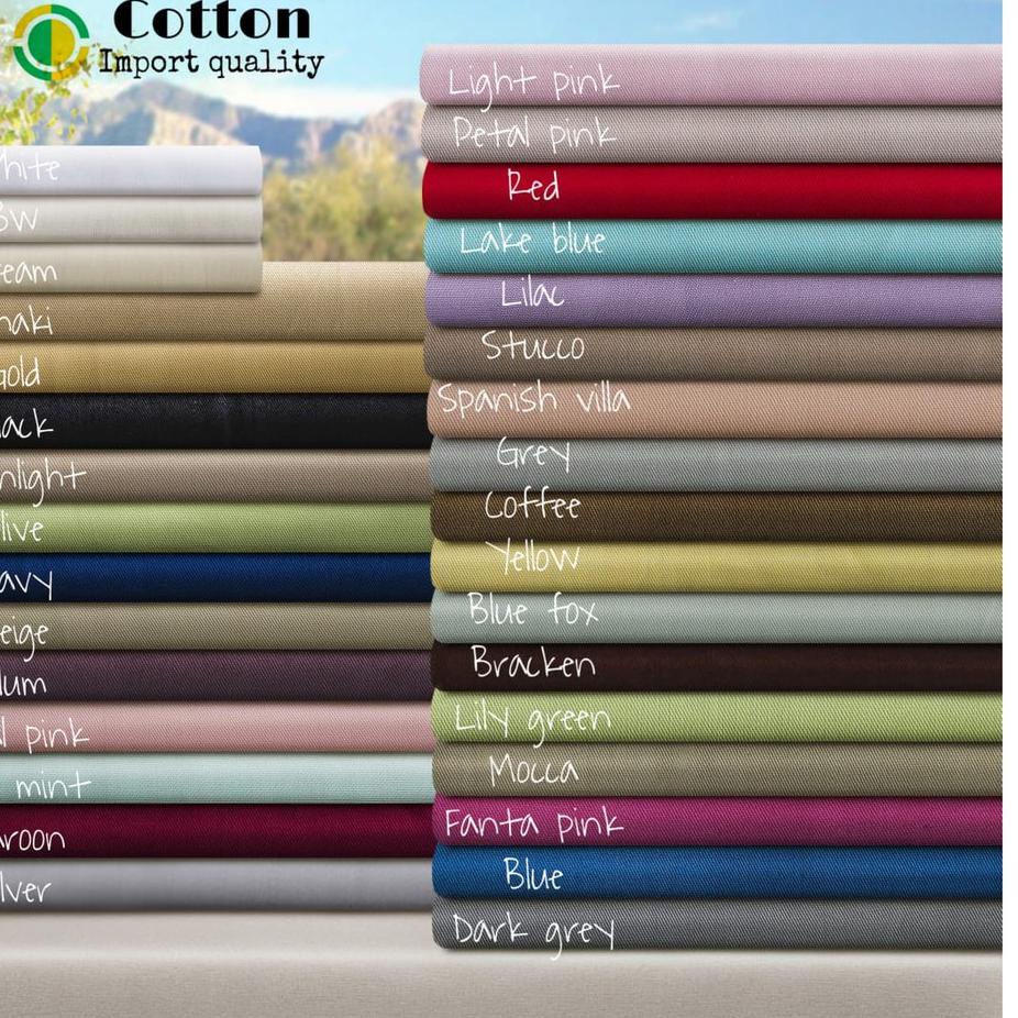 ➪➽✳✧ Bahan Kain Katun Jepang Polos Meteran / Kain Sprei / Kain hotel Grosir