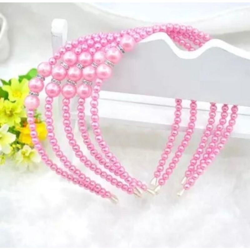 GRATIS ONGKIR READY 2 warna (Bisa kirim instant COD Medan Termurah) Best Seller Bando Korea Mutiara Pearl Headband Korean Hair Band | Putih | Pink