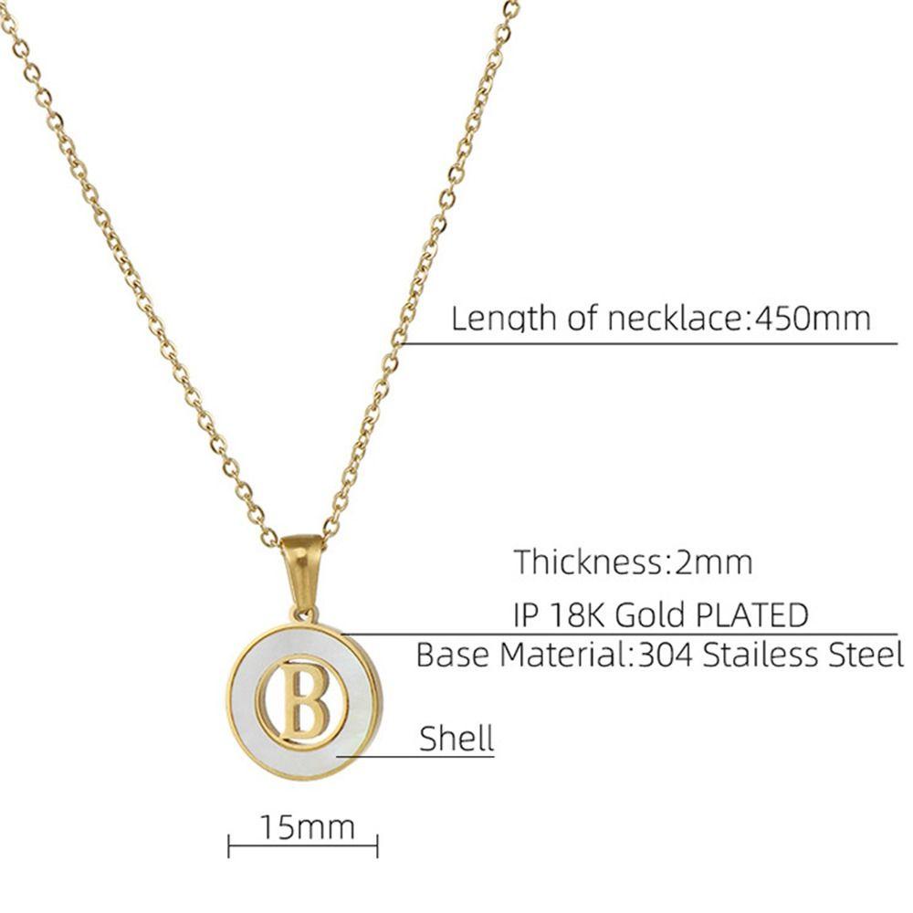 Mxbeauty Wanita Shell Kalung Trendi Pesona Unik 26huruf Liontin Hollow Stainless Steel Desain Niche Rantai Sweater Bulat Kecil