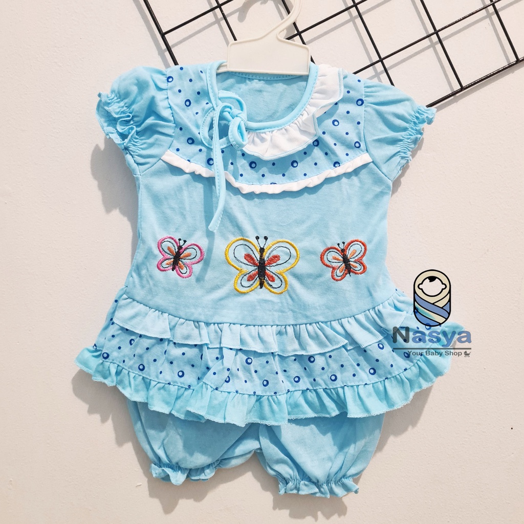 [N-076] Baju bayi Lengan Pendek / setelan baju bayi bermotif MURAH (3-6 bulan)