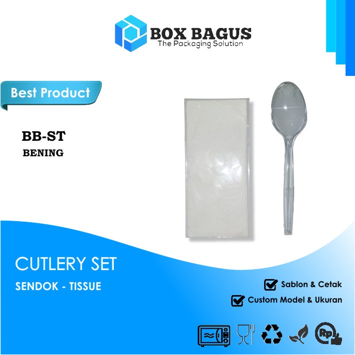 (ST BENING) SET ALAT MAKAN SENDOK PLASTIK CUTLERIES DISPOSABLE HYGIENE STERILE