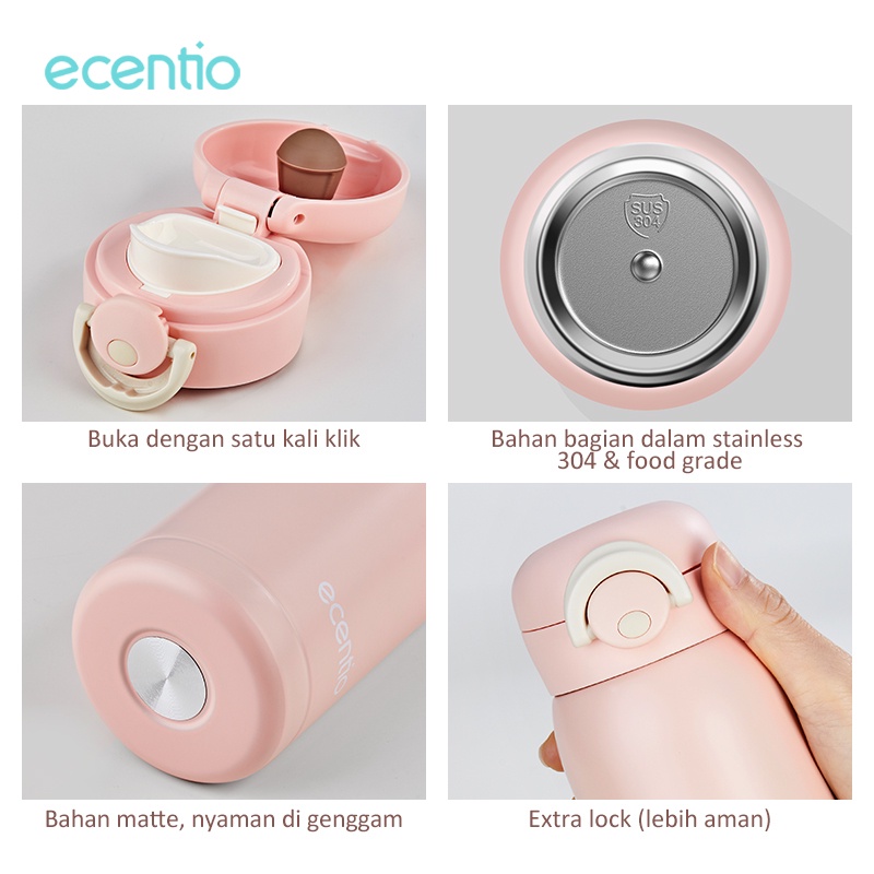 ecentio &amp; FOODI botol minum termos mini termos air panas anak 320ml Hijau/merah muda/stainless steel 304 botol air kecil minum