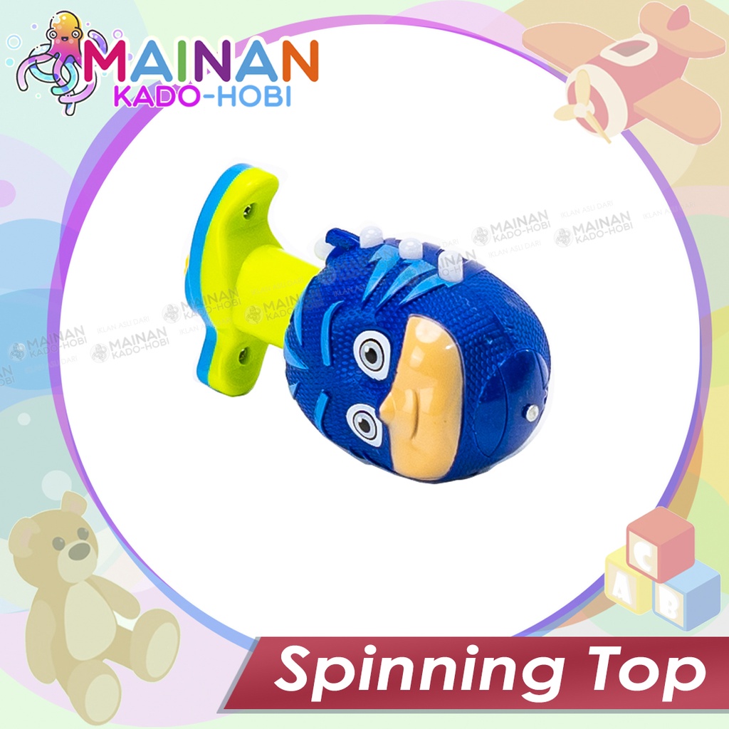 MAINAN ANAK SPINNING TOP GANGSING LAMPU LED PUTAR SUPERHERO PJ MASK